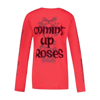 Simone Rocha Coming Up Roses Graphic T-shirt In Red