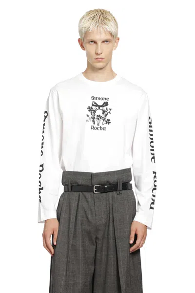 Simone Rocha Coming Up Roses Print Long Sleeve Tee In White