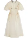 Simone Rocha Crystal-embellished Silk-organza Midi Dress In Neutrals