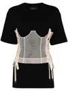 Simone Rocha Corset Panel T-shirt In Black