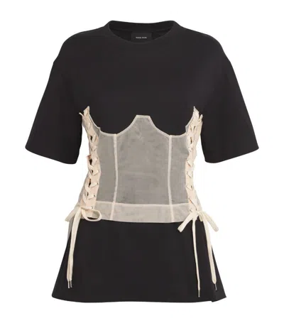 Simone Rocha Corset Panel T-shirt In Blacknude - Blacknude