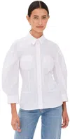 Simone Rocha White Corset Seam Shirt In Pale Pink