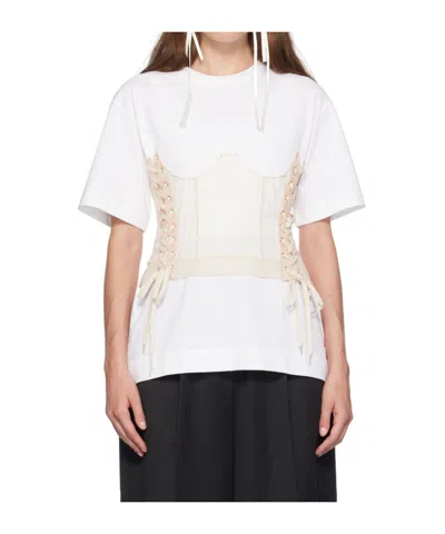 Simone Rocha White Corset Panel Boxy T-shirt In White/nude