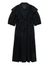 Simone Rocha Petal Sleeve Ruffle Dress In 黑色