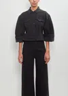 Simone Rocha Cotton Denim Sculpted Cropped Jacket In Black