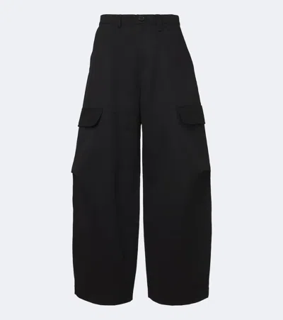 Simone Rocha Cotton Drill Cargo Pants In Black