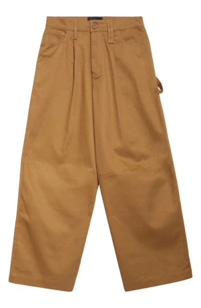 Simone Rocha Cotton Drill Wide Leg Puddle Carpenter Pants In Khaki