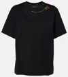 Simone Rocha Crystal Rose Embellished Boyfrined T-shirt In Black