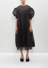 Simone Rocha Cotton Nylon Ruffle Frill Detail Dress In Black