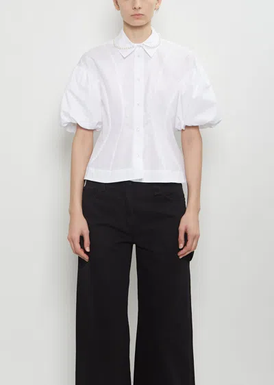 SIMONE ROCHA COTTON PUFF SLEEVE EMBELLISHMENT SHIRT