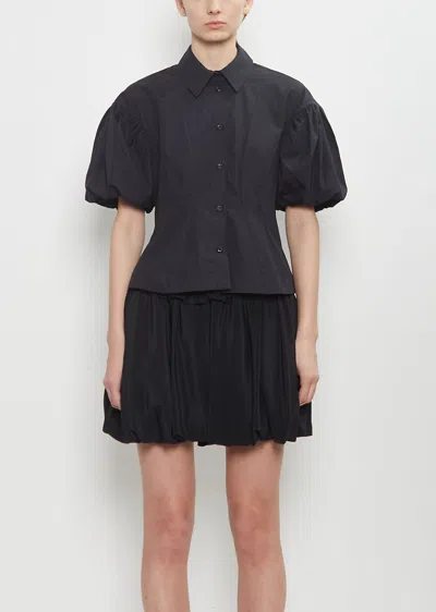 Simone Rocha Cotton Puff Sleeve Shirt In Black