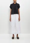 Simone Rocha Cotton Ruffle Waist Cropped Trousers In White