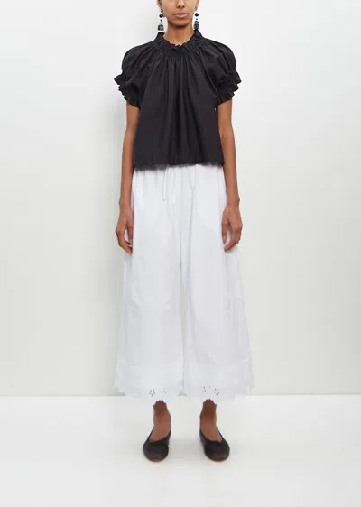 Simone Rocha Cotton Ruffle Waist Cropped Trousers In White