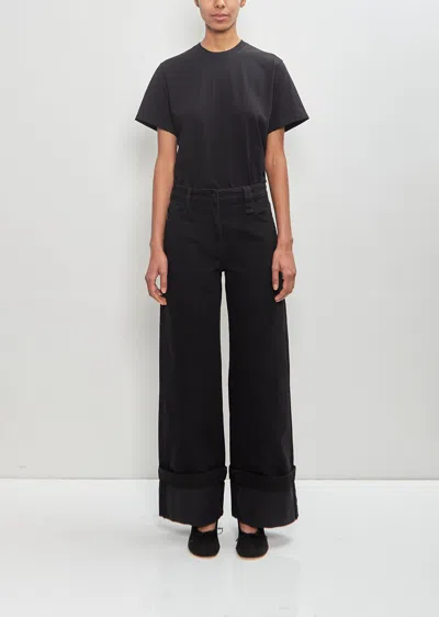 Simone Rocha Cotton Straight Cut Boyfriend Jeans In Black