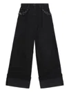 Simone Rocha Turbo Crystal Embellished Wide Leg Puddle Carpenter Jeans In 黑色