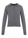 Simone Rocha Button-down Cardigan With Decorative Neckline Elements In Gray