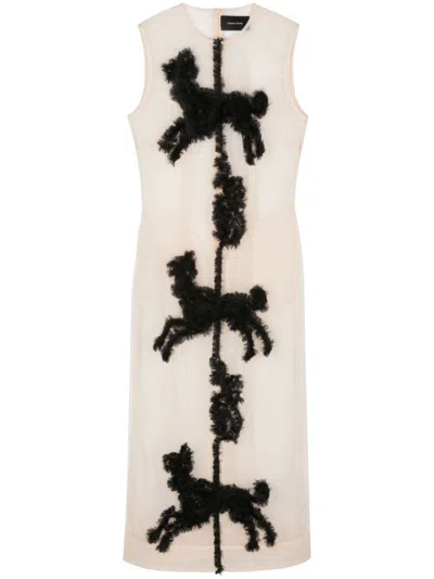 Simone Rocha Creature Midi Dress In Neutrals