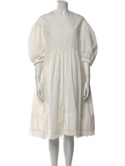 Pre-owned Simone Rocha Crew Neck Knee-length Dress In White
