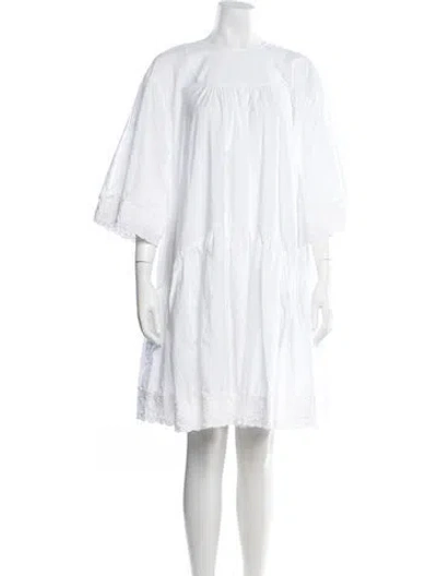 Pre-owned Simone Rocha Crew Neck Knee-length Dress In White