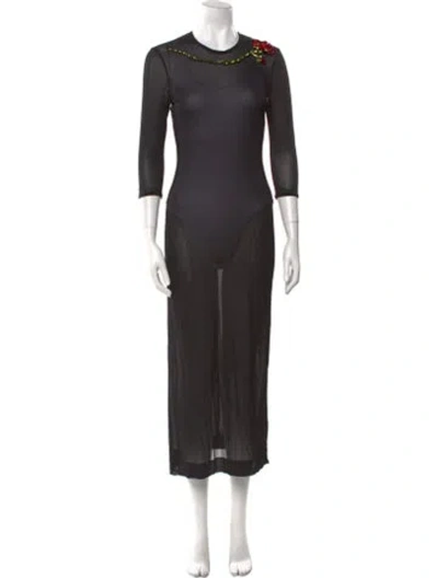 Pre-owned Simone Rocha Crew Neck Long Dress In Gray