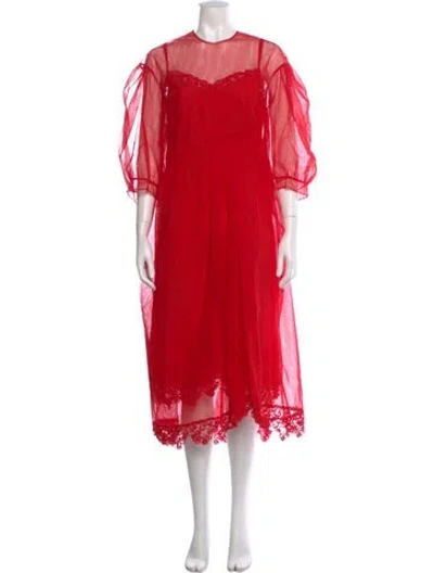 Pre-owned Simone Rocha Crew Neck Long Dress In Red