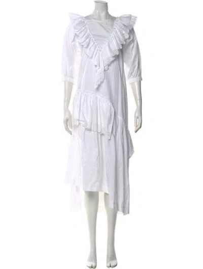 Pre-owned Simone Rocha Crew Neck Long Dress In White