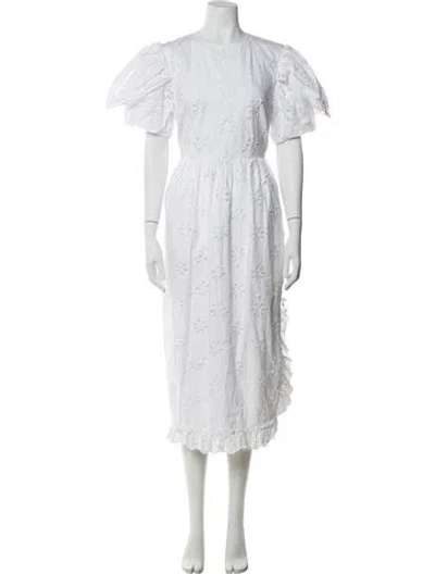 Pre-owned Simone Rocha Crew Neck Long Dress In White