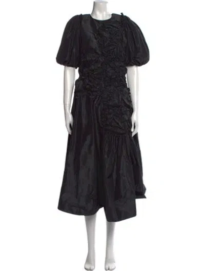 Pre-owned Simone Rocha Crew Neck Midi Length Dress In Black