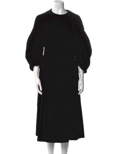 Pre-owned Simone Rocha Crew Neck Midi Length Dress In Black