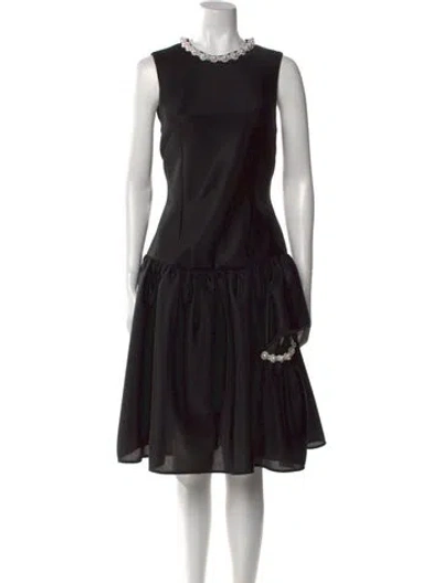 Pre-owned Simone Rocha Crew Neck Midi Length Dress In Black