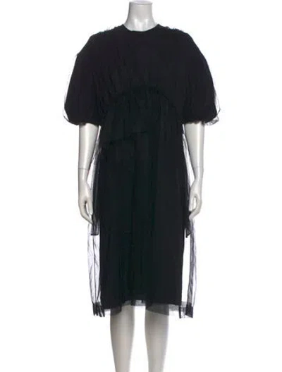 Pre-owned Simone Rocha Crew Neck Midi Length Dress In Black