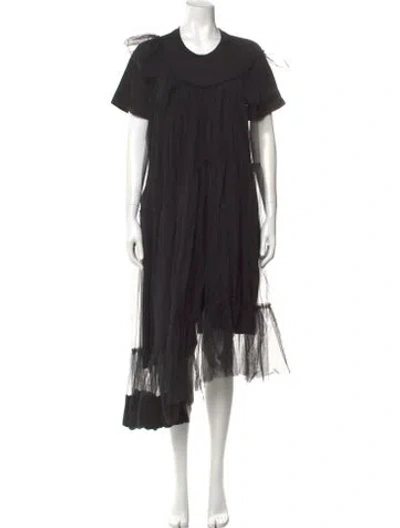 Pre-owned Simone Rocha Crew Neck Midi Length Dress In Black