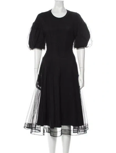 Pre-owned Simone Rocha Crew Neck Midi Length Dress In Black