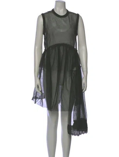 Pre-owned Simone Rocha Crew Neck Midi Length Dress In Black