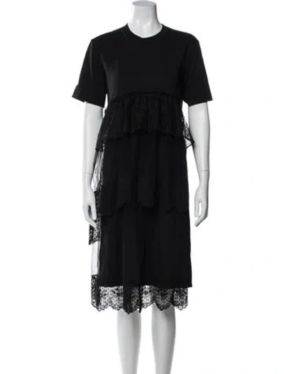 Pre-owned Simone Rocha Crew Neck Midi Length Dress In Black