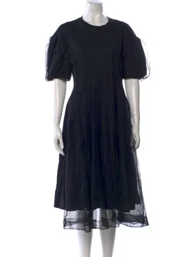 Pre-owned Simone Rocha Crew Neck Midi Length Dress In Black