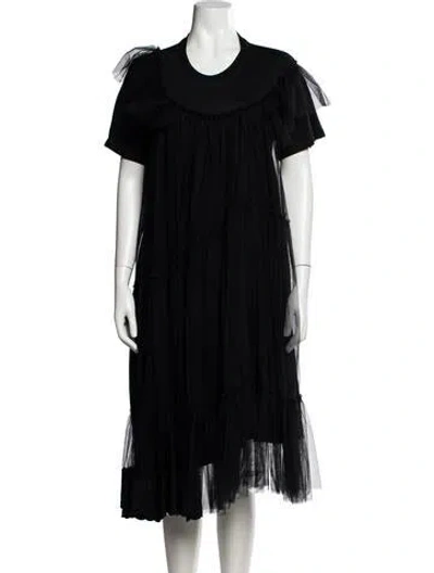 Pre-owned Simone Rocha Crew Neck Midi Length Dress In Black