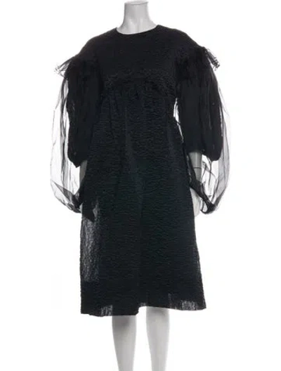 Pre-owned Simone Rocha Crew Neck Midi Length Dress In Black