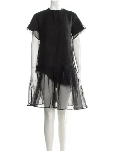 Pre-owned Simone Rocha Crew Neck Midi Length Dress In Black