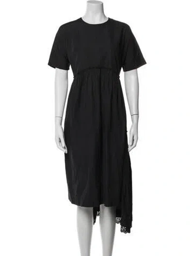Pre-owned Simone Rocha Crew Neck Midi Length Dress In Black