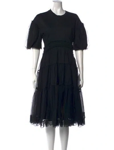 Pre-owned Simone Rocha Crew Neck Midi Length Dress In Black