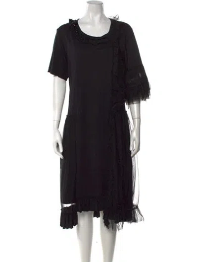 Pre-owned Simone Rocha Crew Neck Midi Length Dress In Black