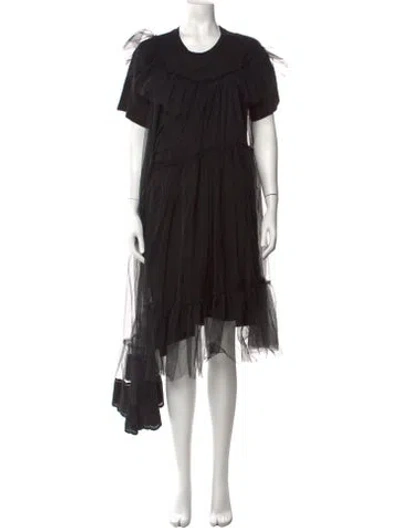 Pre-owned Simone Rocha Crew Neck Midi Length Dress In Black