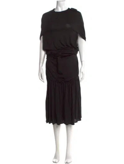 Pre-owned Simone Rocha Crew Neck Midi Length Dress In Black