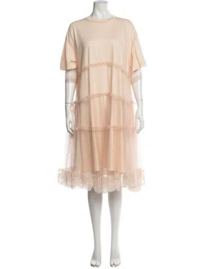 Pre-owned Simone Rocha Crew Neck Midi Length Dress In Neutrals