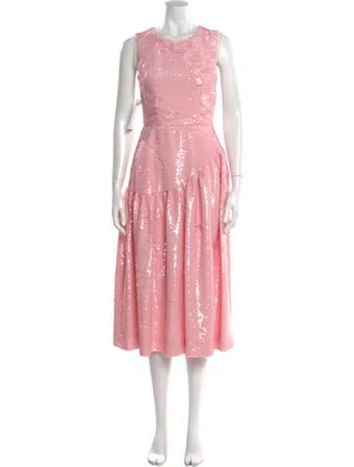 Pre-owned Simone Rocha Crew Neck Midi Length Dress In Pink