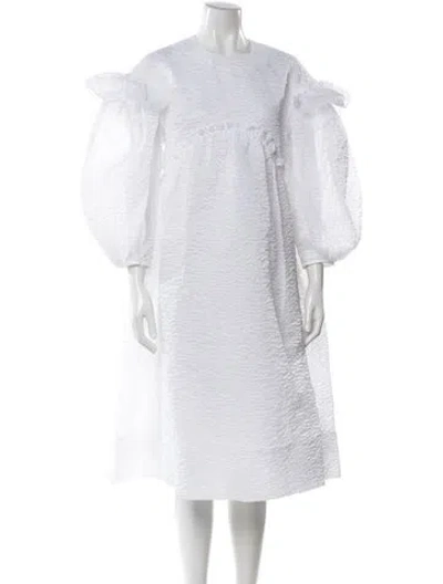 Pre-owned Simone Rocha Crew Neck Midi Length Dress In White