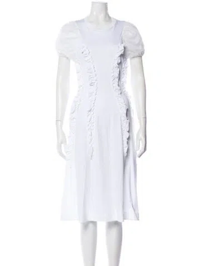 Pre-owned Simone Rocha Crew Neck Midi Length Dress In White