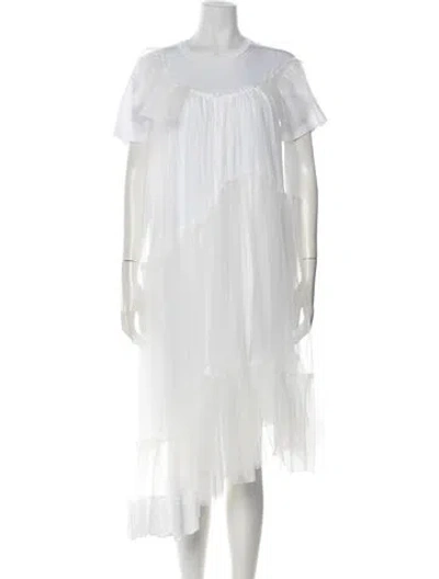 Pre-owned Simone Rocha Crew Neck Midi Length Dress In White