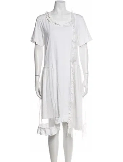 Pre-owned Simone Rocha Crew Neck Midi Length Dress In White